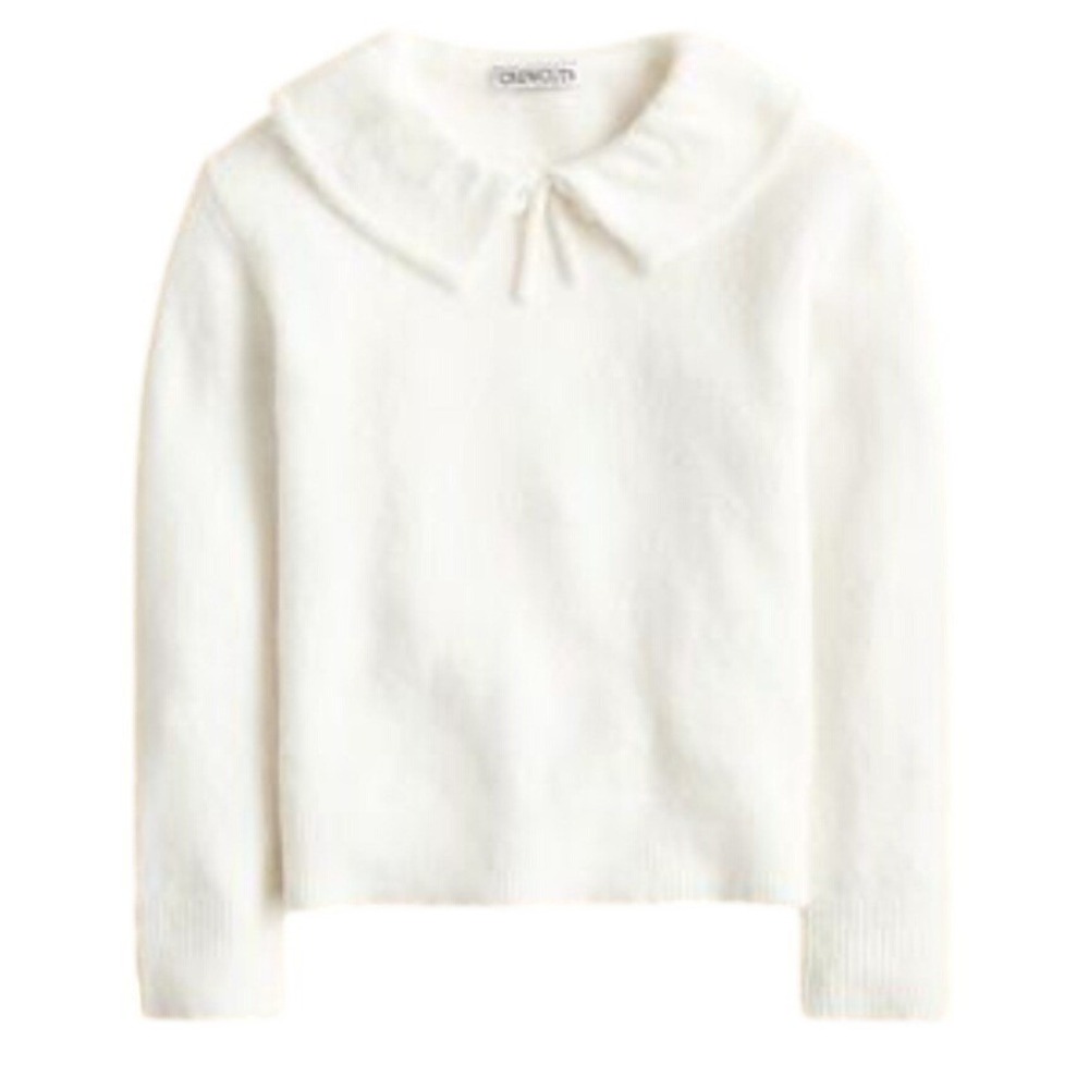 Crewcuts J Crew Girls‎ Ivory Merino Wool Alpaca Bow Collar Sweater XL 12-13 NWOT